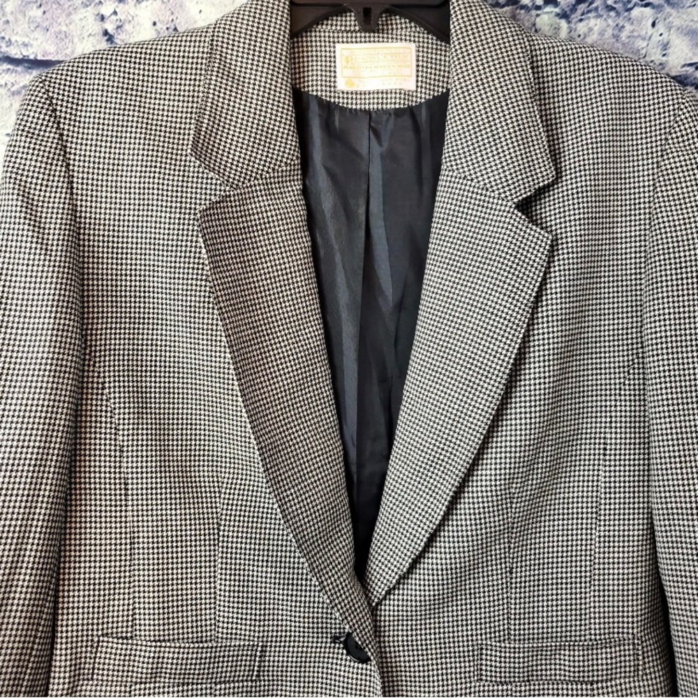 Pendleton Black White Houndstooth Virgin Wool Sin… - image 2